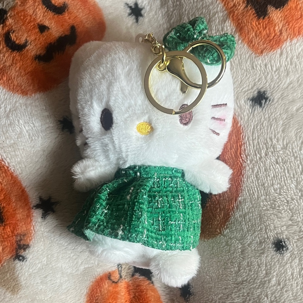 Hello Kitty Plush Keychain with Green Dress